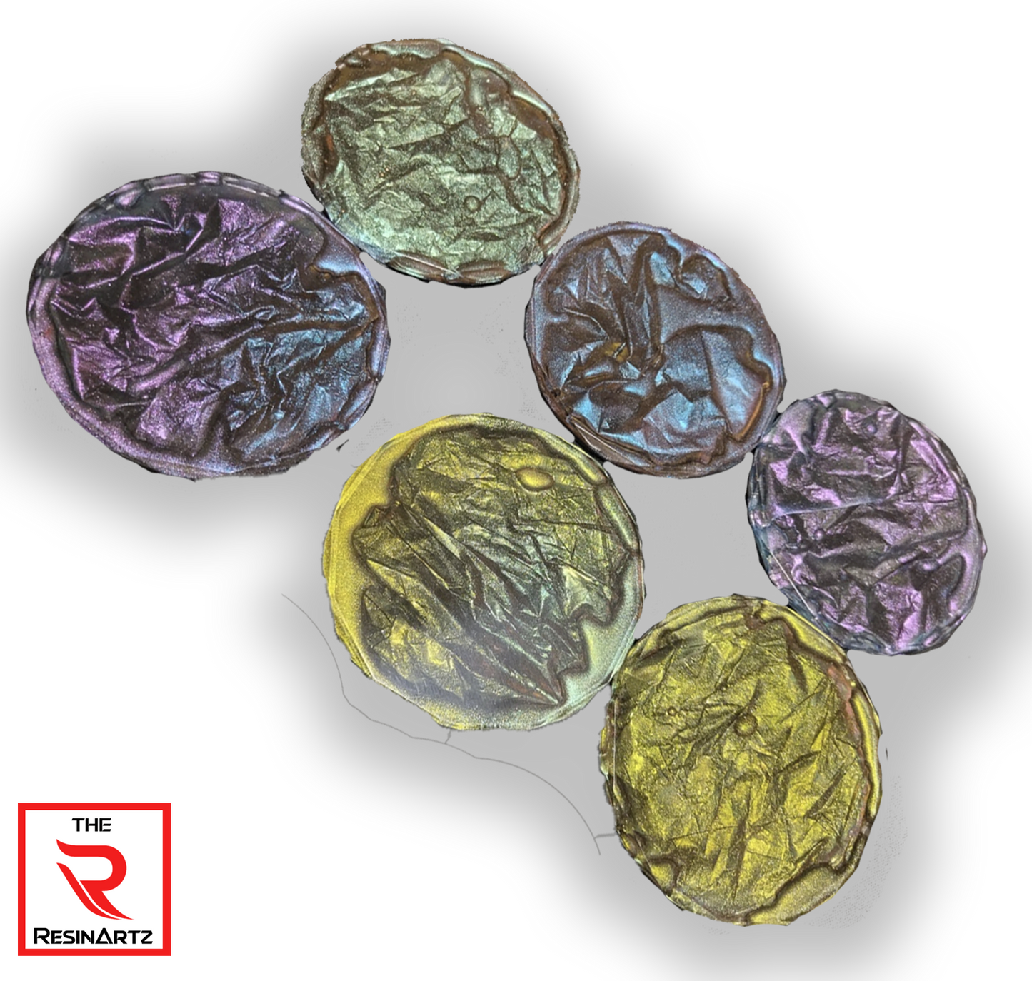 BIG | Chameleon Circular Tray + 6 Coasters | Epoxy Resin