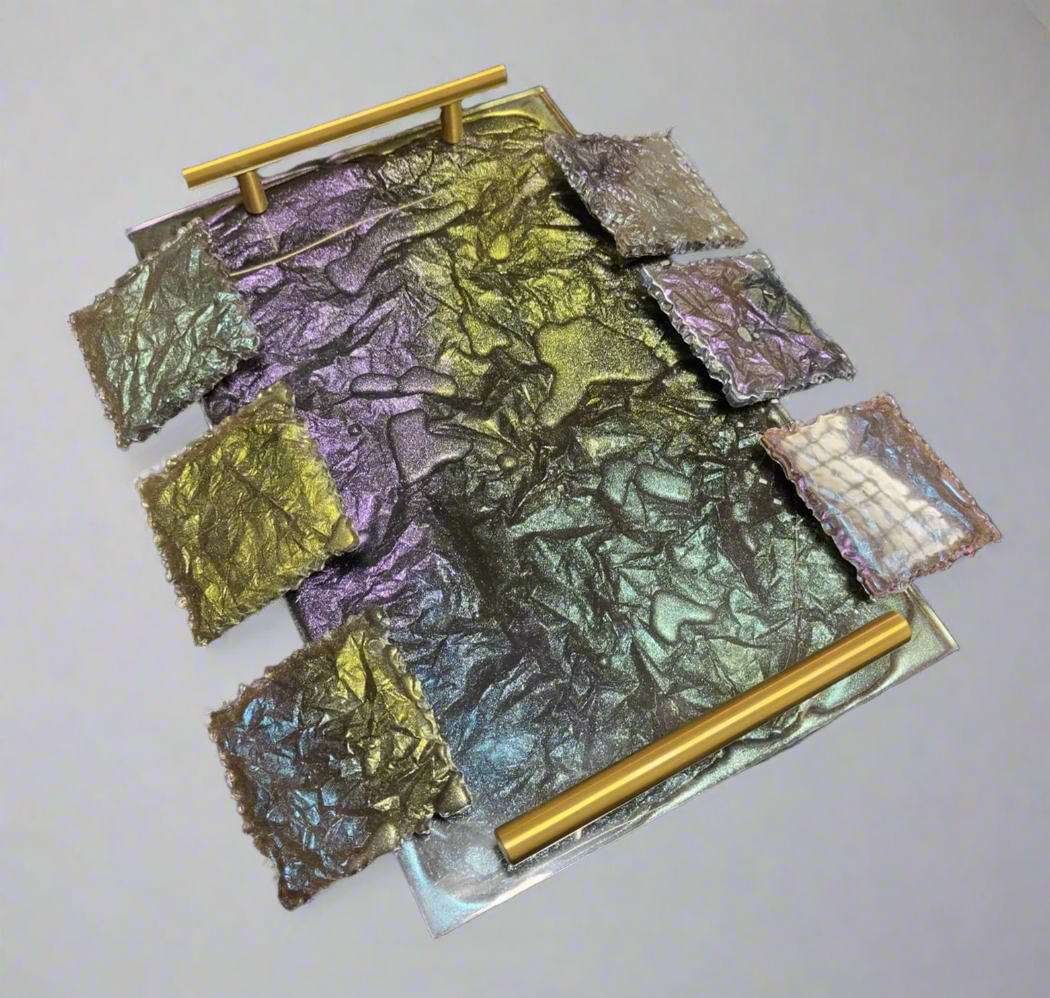 BIG | Chameleon Rectangle Tray + 6 coasters | Epoxy Resin