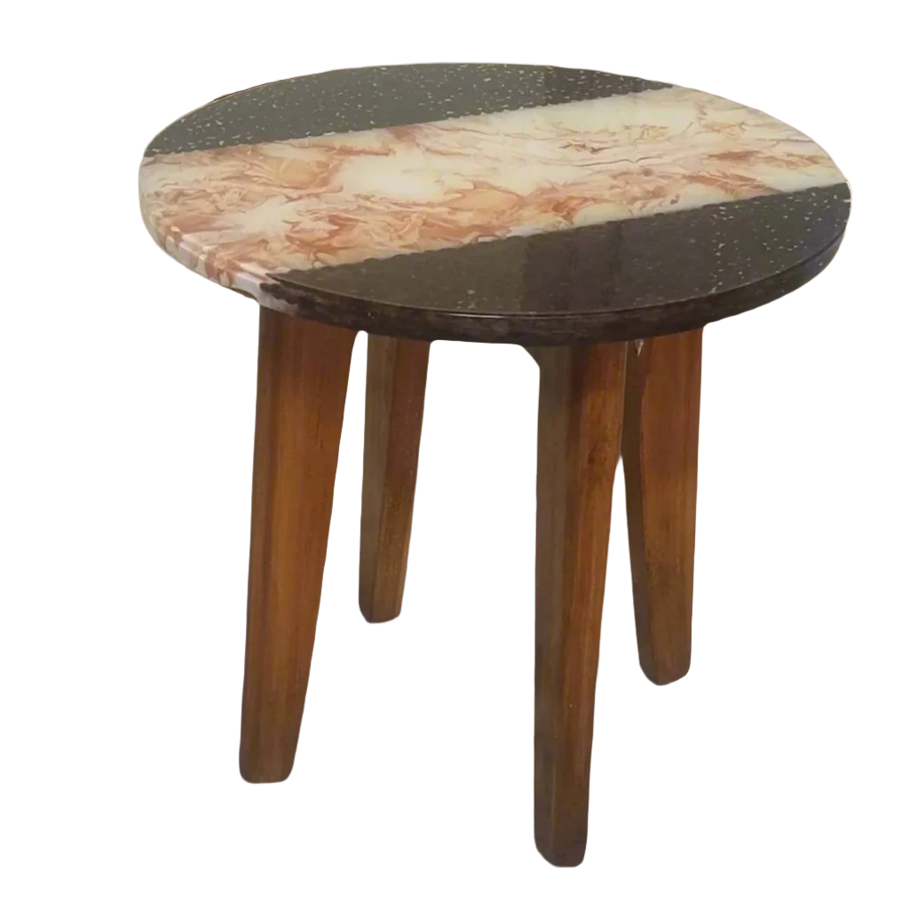 18 Inch | 4 Leg | Central Table M/O Coffee Beans & FAUX Marble Tone | Epoxy Resin