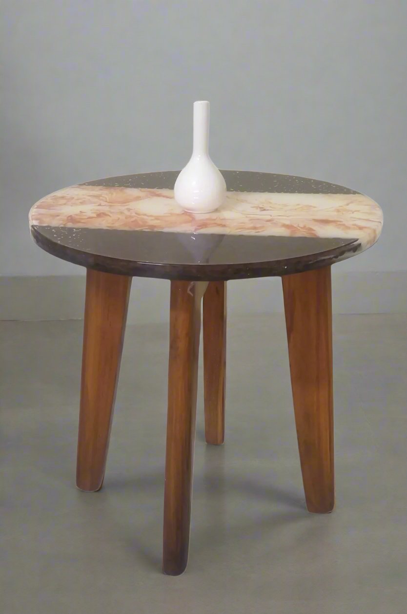 18 Inch | 4 Leg | Central Table M/O Coffee Beans & FAUX Marble Tone | Epoxy Resin
