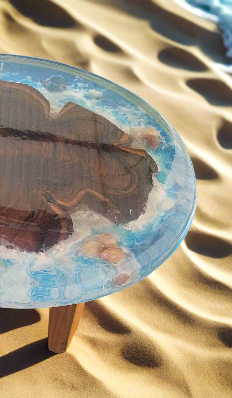 ROUND | LAKSHADWEEP Mountain & Ocean Central Table | Epoxy Resin