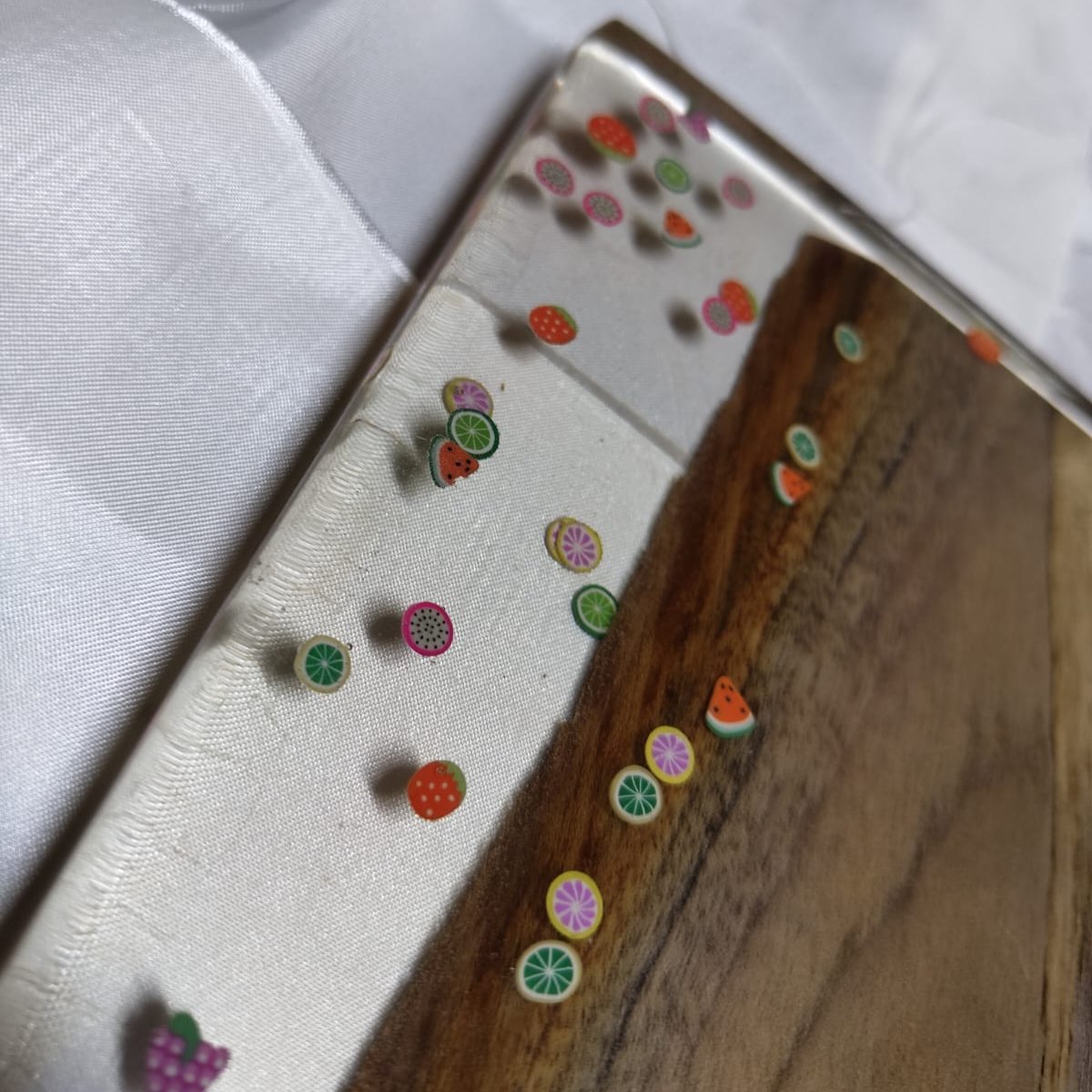 LUX Platter Rectangle Board M/O Wood & Fruit Emojis | Charcuterie