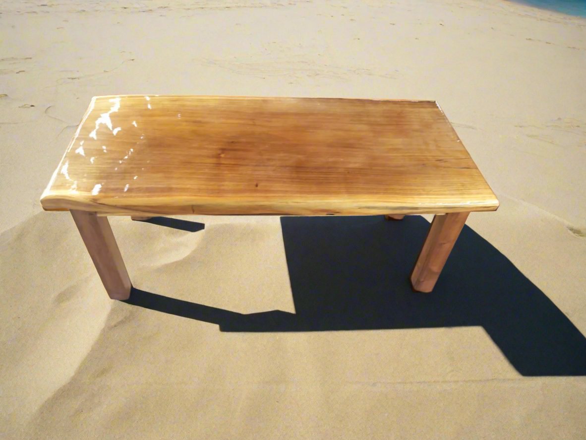 Wooden LIVE EDGE | Rectangle Central Table | Wooden Legs | Epoxy Resin