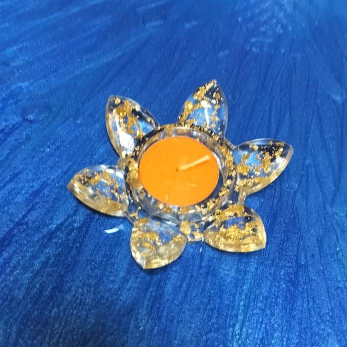 Transparent Flower T Light Holder | Gold or Silver Foils